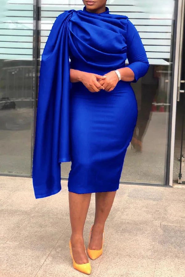 Royal Cloaked Sleeve Bodycon Dress - Real Queen Royalty